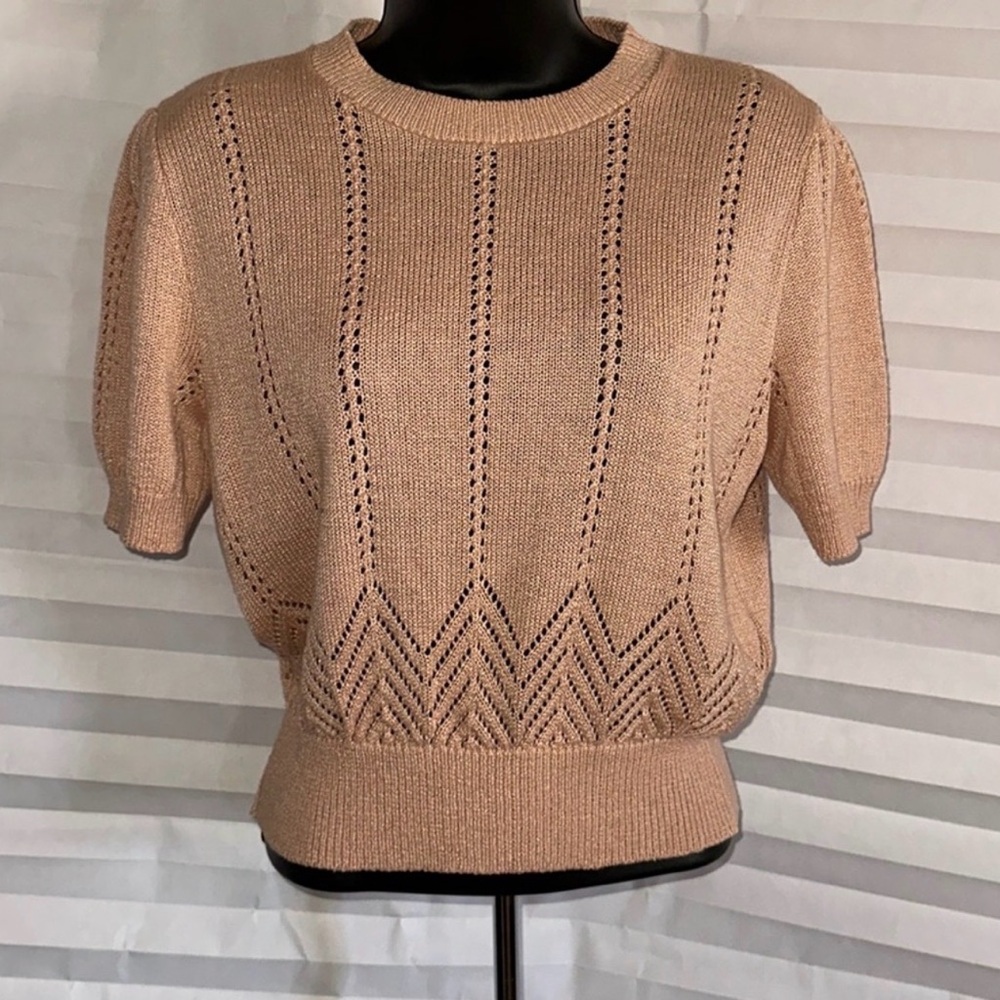 Panter Women's Pink Pullover Sweater Short Sleeve